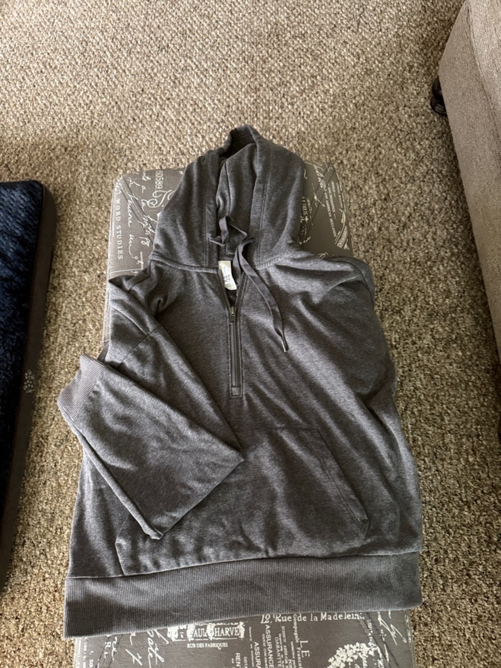 Ladies 1/4 zip with hood and kangaroo pocket